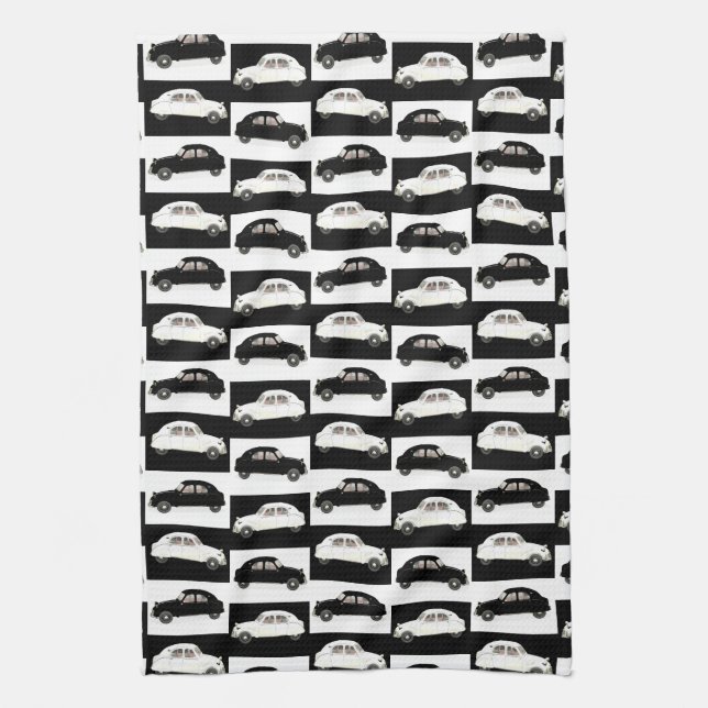 Citroen 2CV Black White Towel (Vertical)