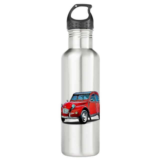 Citroen 2CV Cartoon Stainless Steel Water Bottle (Front)