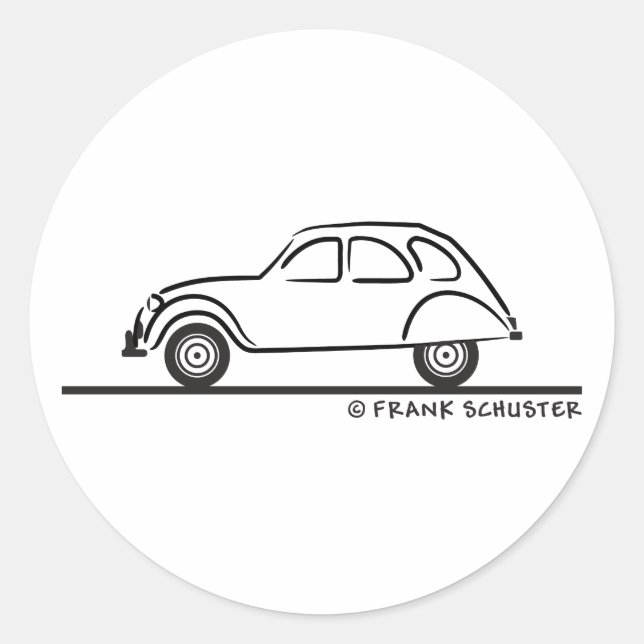 Citroen 2CV Classic Round Sticker (Front)
