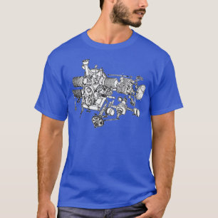 Citroen 2CV engine exploded drawing  T-Shirt