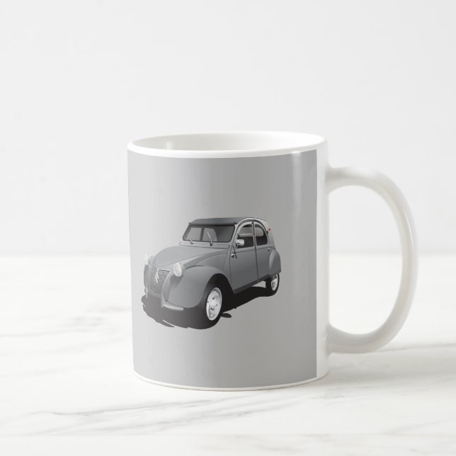 Citroën 2CV - gray - logo - diy mug - (Right)