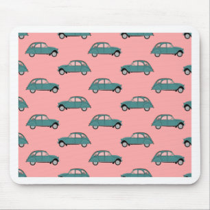 Citroen 2CVs - Green on Pink - Cars Mouse Pad