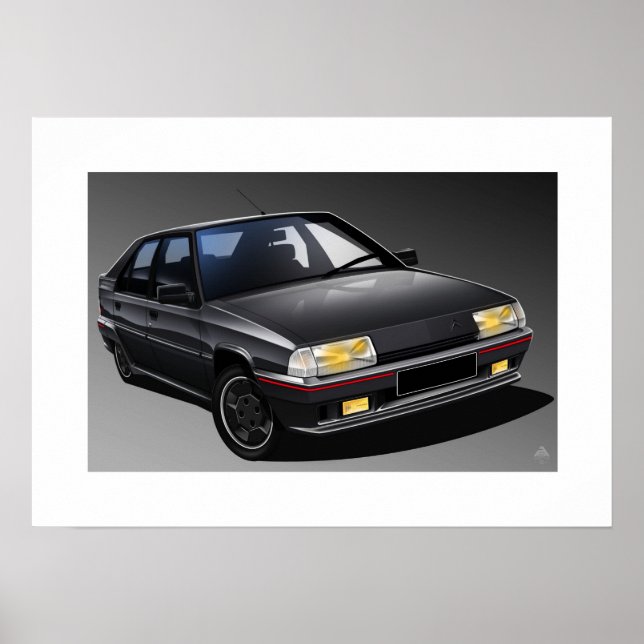 Citroen BX 16V Illustrated Poster (Front)
