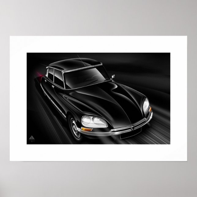 Citroen DS "At Speed 2" Illustrated Poster (Front)