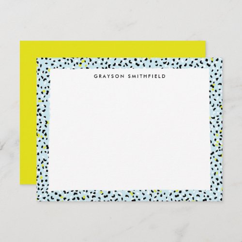 Citron Aqua Snow Leopard Print Personal Stationery Invitation