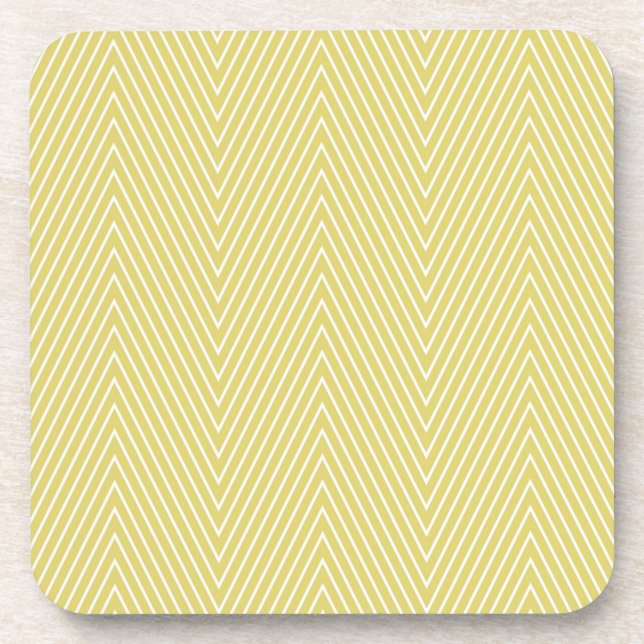 citron chevron beverage coaster (Front)