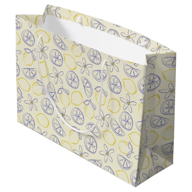 Citron Doodle Pattern Large Gift Bag (Back Angled)