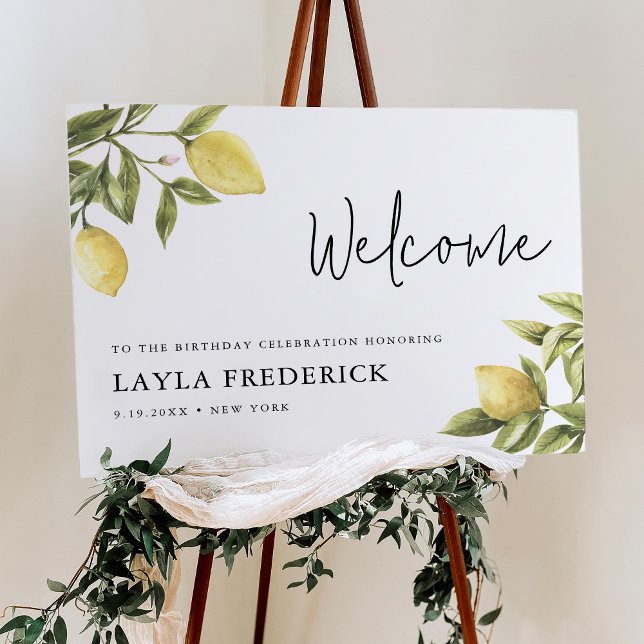 CITRON Lemon Birthday Party Welcome 18x24 Foam Board (Creator Uploaded)