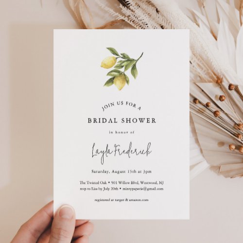 CITRON Lemon Bridal Shower Invitation
