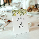 CITRON Lemon Citrus Table Number Card<br><div class="desc">The Citron Lemon Collection is a breathtaking assortment that showcases stunning watercolor depictions of lemons and greenery. Its vibrant yet delicate visuals make it the perfect choice for summer-themed events such as baby showers,  bridal showers,  or garden weddings.</div>