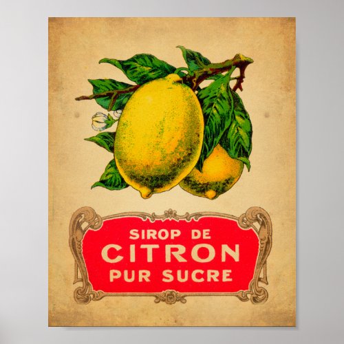 citron lemon fruit citrus green yellow retro poster