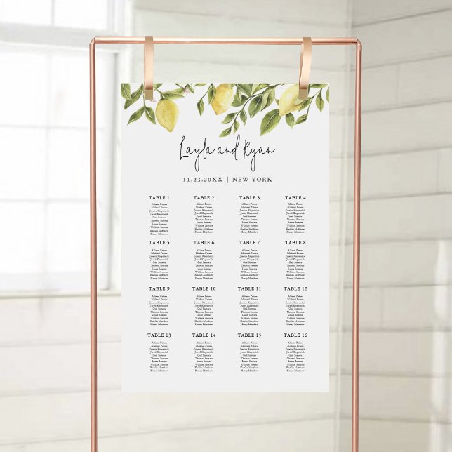 CITRON Lemon Wedding Seating Chart 20"x30" Foam Board (Creator Uploaded)