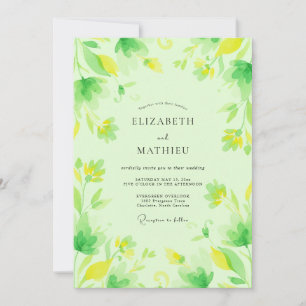 Citron Lime Leafy Wedding Invitation