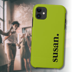 Citron Yellow Black Modern Elegant Name iPhone 11 Case