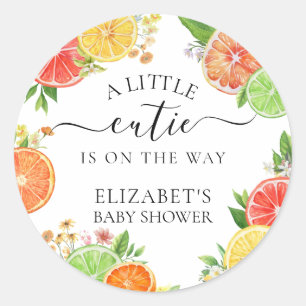 Citrus A Little Cutie Baby Shower Classic Round Sticker