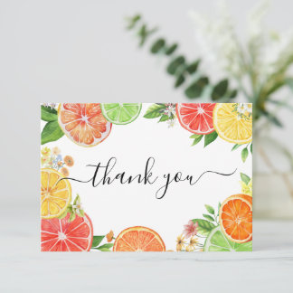 Citrus A Little Cutie Baby Shower  Thank You Card