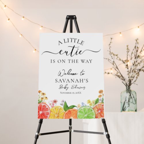 Citrus A Little Cutie Baby Shower Welcome Sign