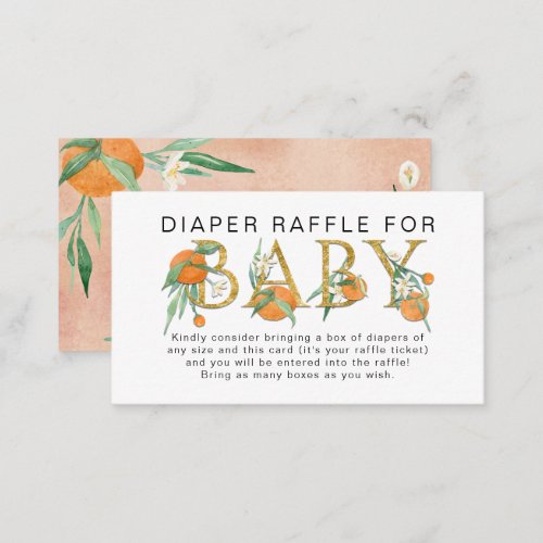 Citrus A Little Cutie Watercolor Diaper Raffle Enc Enclosure Card