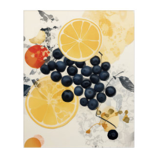 Citrus and Berry Botanical Mixed Media Acrylic Print