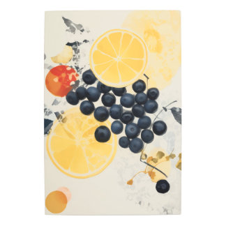 Citrus and Berry Botanical Mixed Media Metal Print
