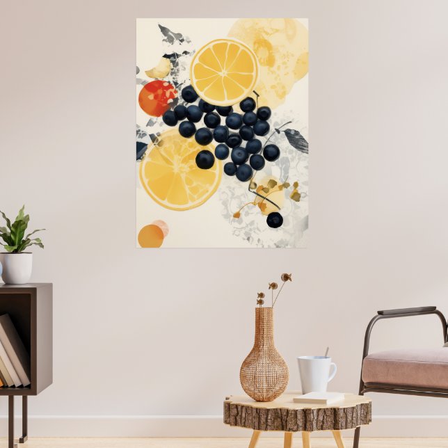 Citrus and Berry Botanical Mixed Media Poster (Living Room 3)