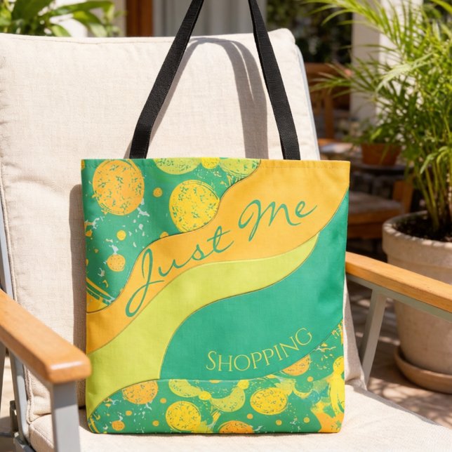 Citrus And Green Abstract Circles Tote Bag (Stand out with color while you carry it all. Citrus and green circles and waves. Custom text.)