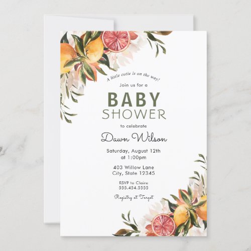 Citrus and Greenery Baby Brunch invitation