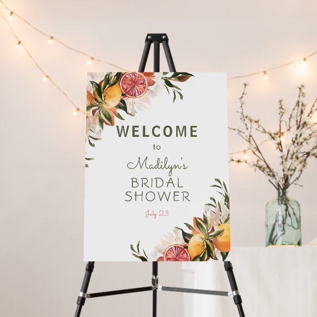 Citrus and Greenery Bridal Shower Welcome  Foam Board (In Situ (Stand))