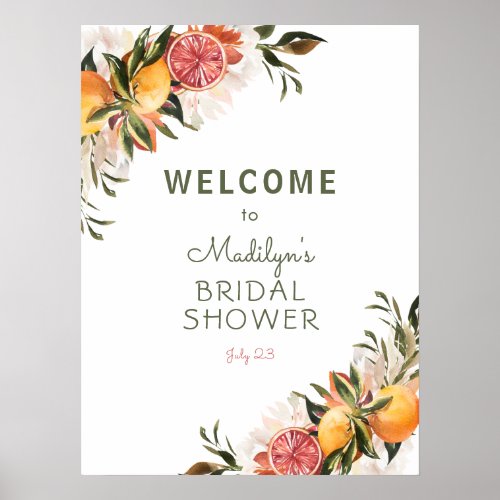 Citrus and Greenery Bridal Shower Welcome Poster