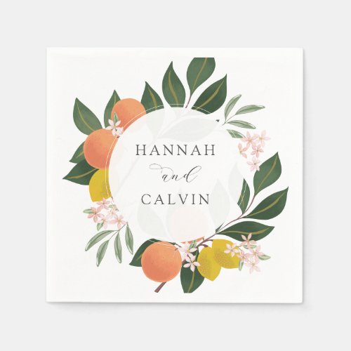 Citrus and Greenery Wedding Napkin