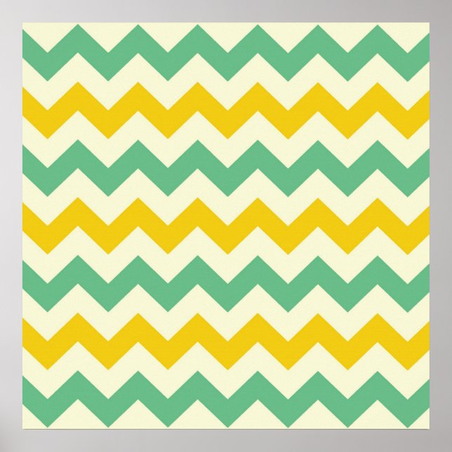 Citrus and Lime Chevron Zigzags Yellow Green Poster (Front)