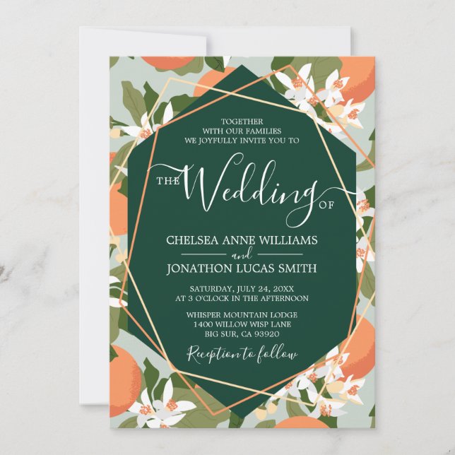 Citrus and Mint Wedding Invitation (Front)