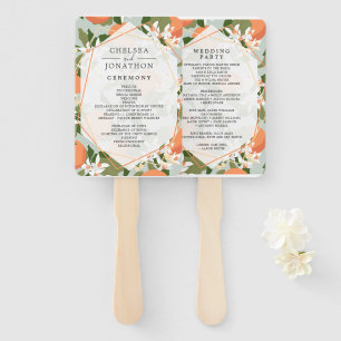 Citrus and Mint Wedding Program Hand Fans