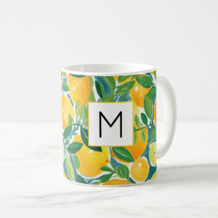 Citrus Art Lemons Oranges Limes Tree INITIAL Fresh Coffee Mug