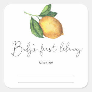 Citrus - Baby Shower bookplate, books for baby Square Sticker