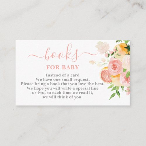 Citrus Baby Shower Books for Baby Girl Card