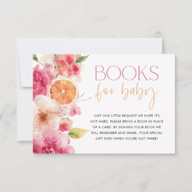 Citrus Baby Shower Books for Card Bright Floral (Front)