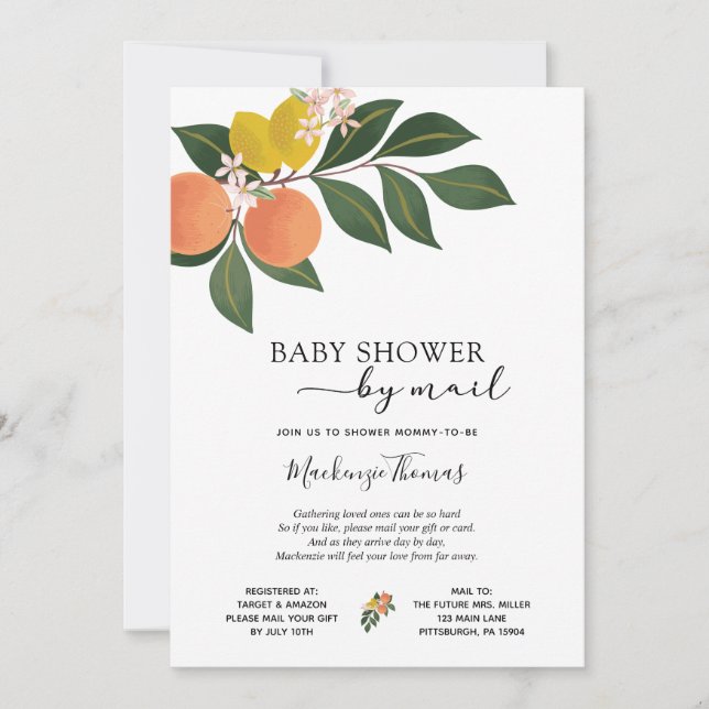 Citrus Baby Shower by Mail Invitation (Front)