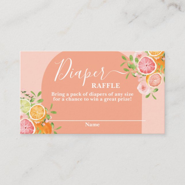 Citrus Baby Shower Diaper Raffle Card (Front)