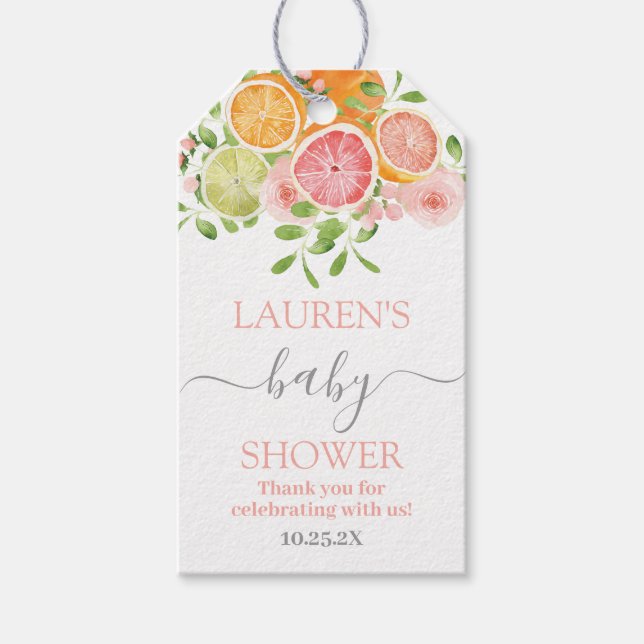 Citrus Baby Shower Gift Tag (Front)