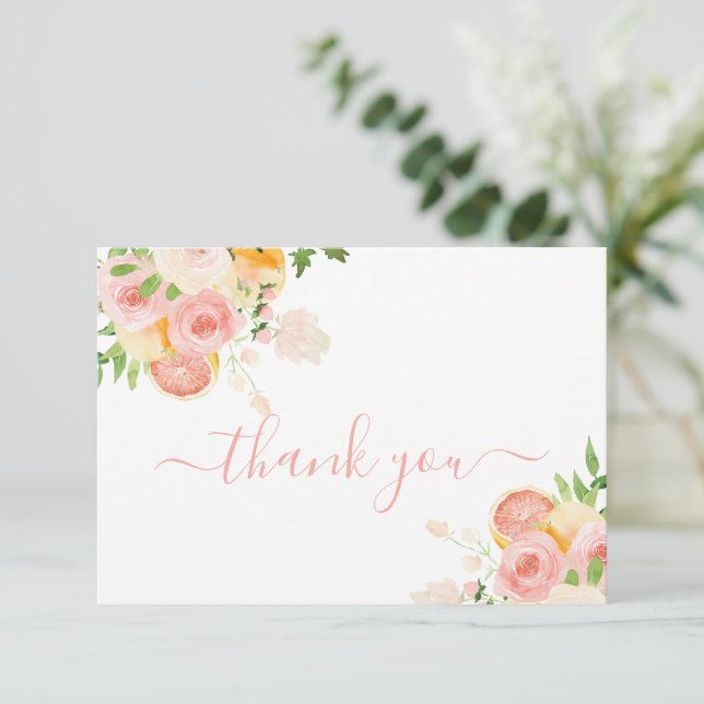 Citrus Baby Shower Girl Thank You card (Standing Front)
