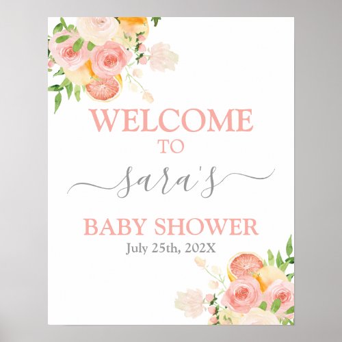 Citrus Baby Shower Girl Welcome sign