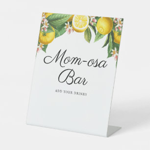 Citrus Baby Shower Mom-osa Bar Pedestal Sign