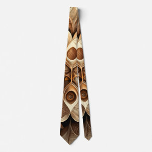 Citrus Beige Brown Ornamental Plaid Decor Pattern Neck Tie