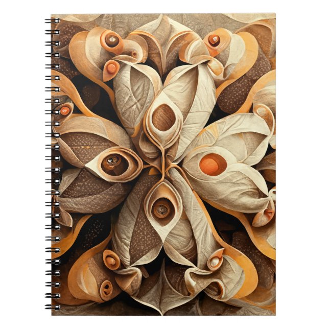 Citrus Beige Brown Ornamental Plaid Decor Pattern Notebook (Front)