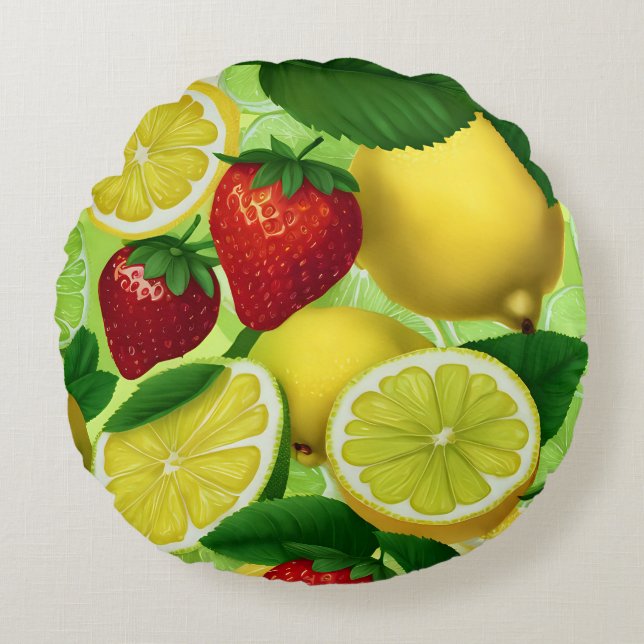 Citrus Berry Fresh  Round Pillow (Front)