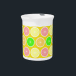 Citrus Beverage Pitcher<br><div class="desc">Images of oranges, lemons, limes and grapefruit. Original pattern.</div>