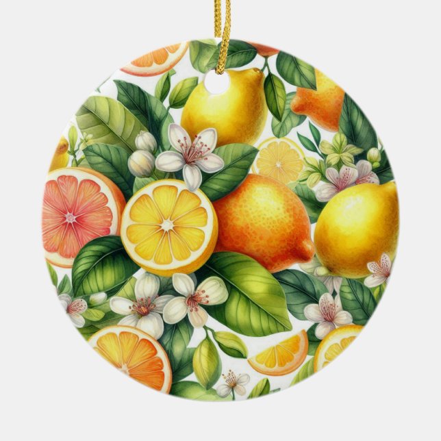  Citrus Bloom Ceramic Ornament (Front)