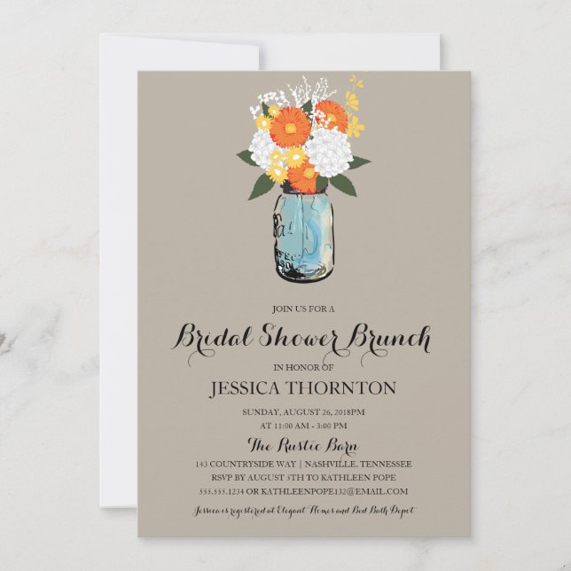 Citrus Bloom Mason Jar | Bridal Shower Brunch Invitation (Front)