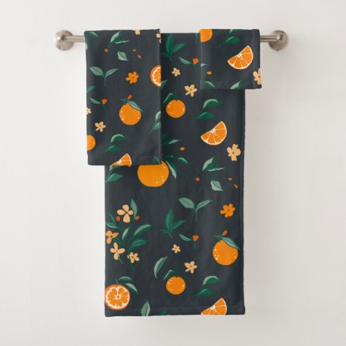 Citrus Bloom Oranges  Foliage Botanical Bath Towel Set